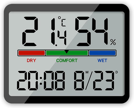 Wekker - Digital Alarm Clock - Weather Station - Room Thermometer - Digital Bathroom Clock - Shower Timer - Kitchen Thermometer - Gym - Bedroom - Kitchen - Office - Christmas Gifts - Black