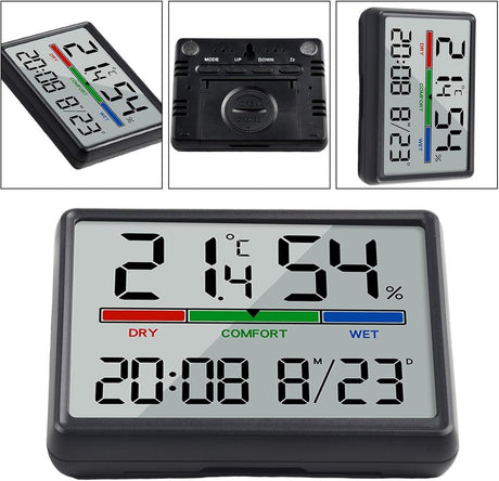Wekker - Digital Alarm Clock - Weather Station - Room Thermometer - Digital Bathroom Clock - Shower Timer - Kitchen Thermometer - Gym - Bedroom - Kitchen - Office - Christmas Gifts - Black