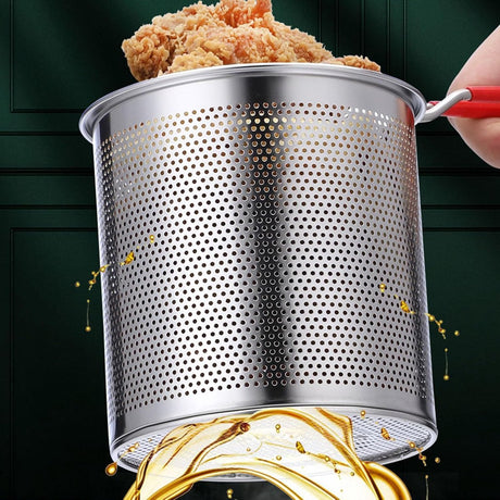 Frying pan - Frying pans - Frying pan set - Stainless steel frying pan with strainer - Portable stainless steel frying pan - Mini shrimp fryer - Small frying basket - Suitable for home cooking