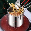 Frying pan - Frying pans - Frying pan set - Stainless steel frying pan with strainer - Portable stainless steel frying pan - Mini shrimp fryer - Small frying basket - Suitable for home cooking