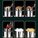 Frying pan - Frying pans - Frying pan set - Stainless steel frying pan with strainer - Portable stainless steel frying pan - Mini shrimp fryer - Small frying basket - Suitable for home cooking