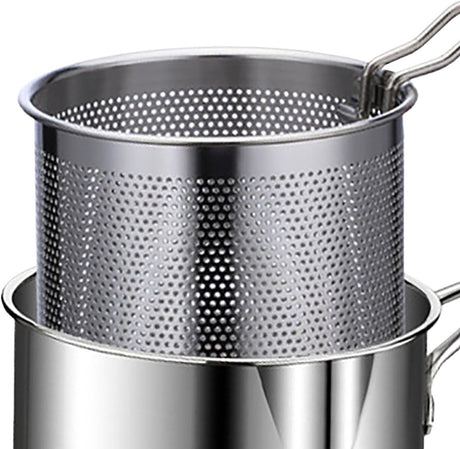 Frying pan - Frying pans - Frying pan set - Stainless steel frying pan with strainer - Portable stainless steel frying pan - Mini shrimp fryer - Small frying basket - Suitable for home cooking