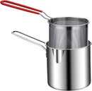 Frying pan - Frying pans - Frying pan set - Stainless steel frying pan with strainer - Portable stainless steel frying pan - Mini shrimp fryer - Small frying basket - Suitable for home cooking