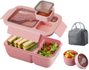 Bento Box - Bento Set with Cutlery - Lunch Bag - Lunch Box - Leakproof Food Container with Compartments - Lunch Box for Kids, School, Office, Picnic - Pink