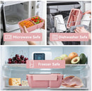 Bento Box - Bento Set with Cutlery - Lunch Bag - Lunch Box - Leakproof Food Container with Compartments - Lunch Box for Kids, School, Office, Picnic - Pink