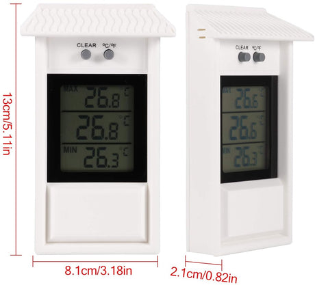 Indoor and outdoor thermometer - Thermometer - Hygrometer - Weather station - Digital thermometer - Weatherproof for indoor and outdoor use - Wit