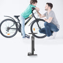 Bicycle pump - Bicycle pump with pressure gauge - Double valve head - Schrader and French valves - Foot pump - Practical for baby on the go or for travel - Black