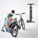 Bicycle pump - Bicycle pump with pressure gauge - Double valve head - Schrader and French valves - Foot pump - Practical for baby on the go or for travel - Black