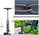 Bicycle pump - Bicycle pump with pressure gauge - Double valve head - Schrader and French valves - Foot pump - Practical for baby on the go or for travel - Black
