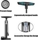 Bicycle pump - Bicycle pump with pressure gauge - Double valve head - Schrader and French valves - Foot pump - Practical for baby on the go or for travel - Black