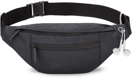 Fanny pack - Sports fanny pack - Running belt - Large fanny pack - Men's and women's - Fanny pack - Pouch - LIGHTWEIGHT RUNNING - For travel/on the go - Dark gray