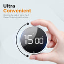 Digital Timer - Digital Kitchen Timer - Smart Timer - LED Display - Magnetic - 360 Degree Rotation - BBQ Alarm Clock - Black
