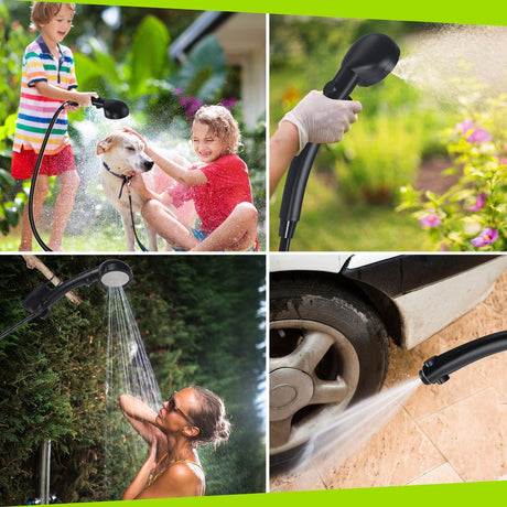 Portable Camping Shower - 6000mAh Rechargeable Shower Pump - With Smart LED Display - 4 Spray Modes - IPX7 Waterproof Outdoor Shower - For Hiking, Travel, Car, Pets - Gray
