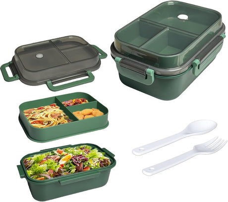 Lunch box - Adult lunch box - Salad lunch box - Compartmentalized lunch box - Integrated 2-layer lunch box - Leakproof lunch box - With cutlery - For work - School - Picnic (vegetables)