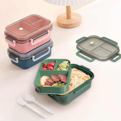 Lunch box - Adult lunch box - Salad lunch box - Compartmentalized lunch box - Integrated 2-layer lunch box - Leakproof lunch box - With cutlery - For work - School - Picnic (vegetables)