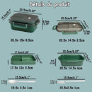 Lunch box - Adult lunch box - Salad lunch box - Compartmentalized lunch box - Integrated 2-layer lunch box - Leakproof lunch box - With cutlery - For work - School - Picnic (vegetables)