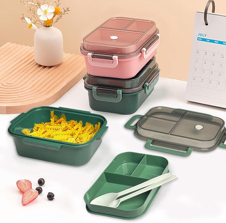 Lunch box - Adult lunch box - Salad lunch box - Compartmentalized lunch box - Integrated 2-layer lunch box - Leakproof lunch box - With cutlery - For work - School - Picnic (vegetables)