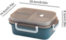 Lunch box - Lunch box for girls - Lunch box for adults - Lunch box with compartments - 2-layer integrated lunch box - Leakproof lunch box - With cutlery - For work - School - Picnic (blue)