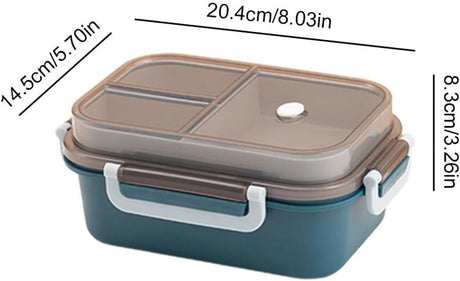 Lunch box - Lunch box for girls - Lunch box for adults - Lunch box with compartments - 2-layer integrated lunch box - Leakproof lunch box - With cutlery - For work - School - Picnic (blue)