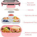 Lunch boxes - Lunch boxes - Adult lunch boxes - Children's lunch boxes - Lunch box with compartments and cutlery - Airtight - 1200 ml - Microwave safe - Ideal for salads - For children and adults - Picnic (pink)