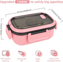 Lunch boxes - Lunch boxes - Adult lunch boxes - Children's lunch boxes - Lunch box with compartments and cutlery - Airtight - 1200 ml - Microwave safe - Ideal for salads - For children and adults - Picnic (pink)