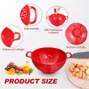 4-Piece Vegetable Basket - Drainer - Kitchen Colander - Plastic Berry Strainer - Colander Basket - with Double Handles - Small Colander - for Fruits, Vegetables and Food - Kitchen Accessories - Red - 19 x 14.8 x 7.5 cm