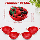 4-Piece Vegetable Basket - Drainer - Kitchen Colander - Plastic Berry Strainer - Colander Basket - with Double Handles - Small Colander - for Fruits, Vegetables and Food - Kitchen Accessories - Red - 19 x 14.8 x 7.5 cm