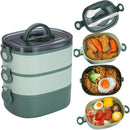Lunch Box - Bento Box with Cutlery - 3-Layer 2000ml Lunch Box - Insulated Lunch Box for Adults and Children, Picnics, Work, School - Vegetables