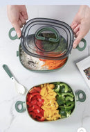 Lunch Box - Bento Box with Cutlery - 3-Layer 2000ml Lunch Box - Insulated Lunch Box for Adults and Children, Picnics, Work, School - Vegetables
