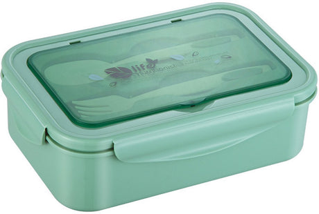 Lunch box, bento box, 3-compartment lunch box with cutlery, leakproof lunch box, freezer safe, dishwasher safe, microwave safe, lunch box for school, work, picnics and travel (green)