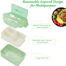 Lunch box, bento box, 3-compartment lunch box with cutlery, leakproof lunch box, freezer safe, dishwasher safe, microwave safe, lunch box for school, work, picnics and travel (green)