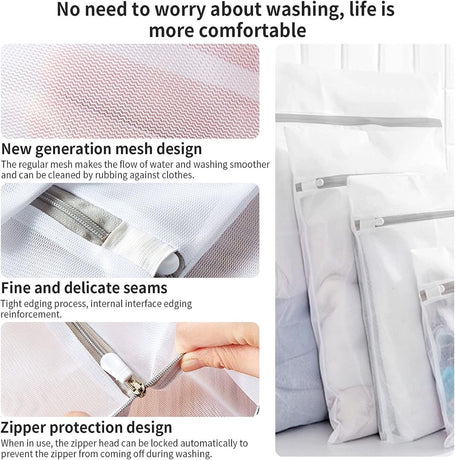 Set of 3 Mesh Laundry Bags - Laundry Nets - Groot Laundry Net - Durable Bags - Delicate Clothes - Perfect for the Washing Machine - Jackets - Jeans - 30 x 40 cm - Household Accessory