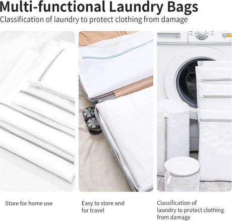 Set of 3 Mesh Laundry Bags - Laundry Nets - Groot Laundry Net - Durable Bags - Delicate Clothes - Perfect for the Washing Machine - Jackets - Jeans - 30 x 40 cm - Household Accessory