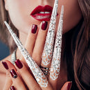 Nepnagels - Halloween kunst nails - Nageltips - Kunstnagels - Halloween decoratie- Glitter Nagels - Geschikt for girls - Halloween rollenspel - Zilver