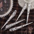 Nepnagels - Halloween kunst nails - Nageltips - Kunstnagels - Halloween decoratie- Glitter Nagels - Geschikt for girls - Halloween rollenspel - Zilver