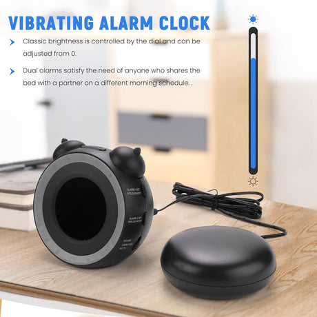 Wekker - digital alarm clock - digital alarm clocks - children's alarm clock - alarm clocks - children's alarm clock - Dual alarm clock - With bed vibrator - Vibrating alarm clock for deep sleepers or the hearing impaired - USB charging port
