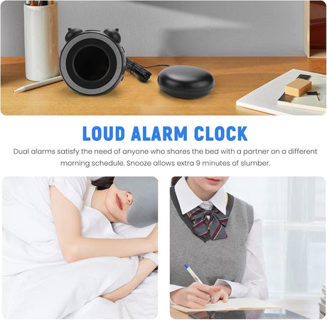 Wekker - digital alarm clock - digital alarm clocks - children's alarm clock - alarm clocks - children's alarm clock - Dual alarm clock - With bed vibrator - Vibrating alarm clock for deep sleepers or the hearing impaired - USB charging port