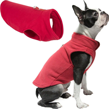 Dog Coat - Fleece Dog Vest - Winter Dog Sweater - Warm Dog Coat - Leash with O-Ring - Perfect for Small and Medium Dogs - Red - Size S