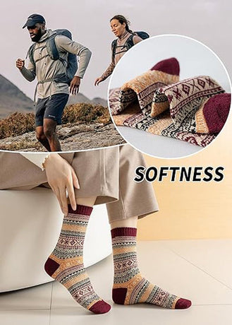 Socks - Women's Socks - Indoor Socks - Warm Winter Socks - Women's Round Neck Winter Socks - Warm and Thick Wool - Comfortable and Soft - Perfect as a Christmas Gift - Christmas Stocking Trim
