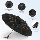 Folding umbrella, safety umbrella, windproof, pocket umbrella, automatic open and close, 105 cm, golf umbrella, 12 reinforced fiberglass ribs, 210T nylon umbrella, travel umbrella with UV protection