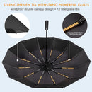 Folding umbrella, safety umbrella, windproof, pocket umbrella, automatic open and close, 105 cm, golf umbrella, 12 reinforced fiberglass ribs, 210T nylon umbrella, travel umbrella with UV protection