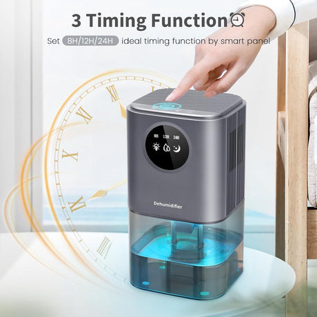 Dehumidifier - Intelligent Ultra - Silent Dehumidifier - Ultra-Quiet Portable Dehumidifier - For Drying Laundry - Dehumidifies Bedrooms, Bathrooms, Wardrobes, and Caravans - Black