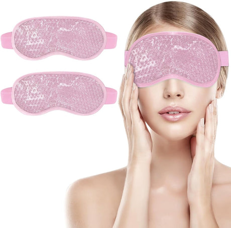 Cooling Eye Masks - Set of 2 - Sleep Eye Masks - Can be used hot or cold - Reusable hot and cold therapeutic gel beads - Relaxing - Gel - Pink - For anti-stress skincare