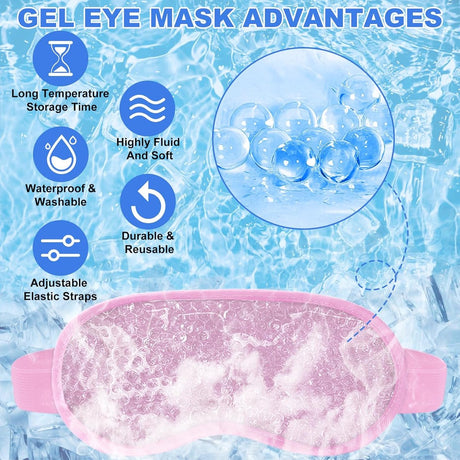 Cooling Eye Masks - Set of 2 - Sleep Eye Masks - Can be used hot or cold - Reusable hot and cold therapeutic gel beads - Relaxing - Gel - Pink - For anti-stress skincare