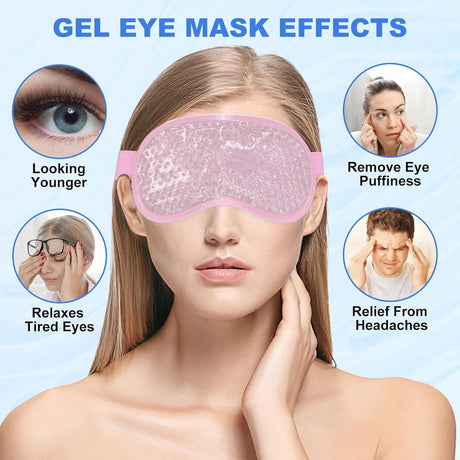 Cooling Eye Masks - Set of 2 - Sleep Eye Masks - Can be used hot or cold - Reusable hot and cold therapeutic gel beads - Relaxing - Gel - Pink - For anti-stress skincare