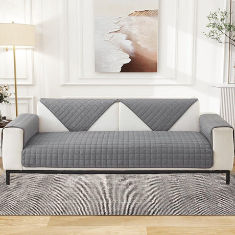Sofa cover - Corner sofa cover - Flannel sofa cover - Winter - Winter sofa cover - Sofa cover - Corner sofa cover (1/2/3/4 seater) - L-shaped sofa cover - Grey - 90 x 90 cm