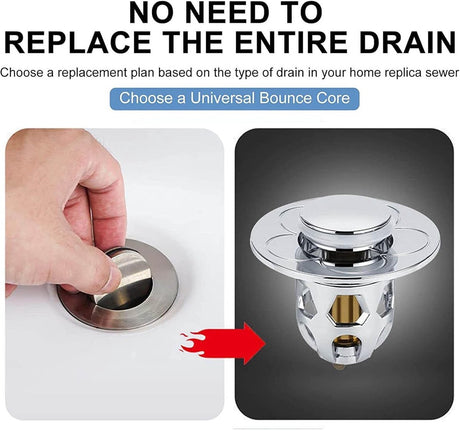 Pop-on sink drain plug - Drain stopper - Drain strainer - Hair catcher - Sink - Drain plugs - Sinks - Bathroom/Kitchen - Hair - Chrome - For 34-40 mm