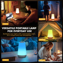 LED Table Lamp - Touch-Sensitive LED Bedside Lamp - Desk Lamp - Dimmable Remote Control with RGB Color Changing - USB Rechargeable - Portable Table Lamp - Bedroom, Living Room, Camping