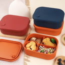 Silicone Lunch Box – For children and adults – Four-compartment lunch box – Leakproof lunch box – For school, picnics and parks (Blue)