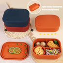 Silicone Lunch Box – For children and adults – Four-compartment lunch box – Leakproof lunch box – For school, picnics and parks (Blue)